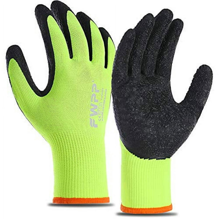 EvridWear 12 Pairs Green Latex Rubber Coated Safety Work Gloves Men Women  Construction Warehouse Gardening (L)