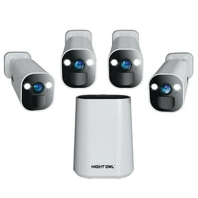 Night Owl Expandable Wi-Fi Security Hub with 64GB microSD Card and 4 Wire Free 2K Deterrence Cameras