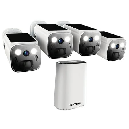 Night Owl Expandable Wi-Fi Security Hub with 64GB microSD Card and 4 Wire Free Solar 2K Deterrence Cameras
