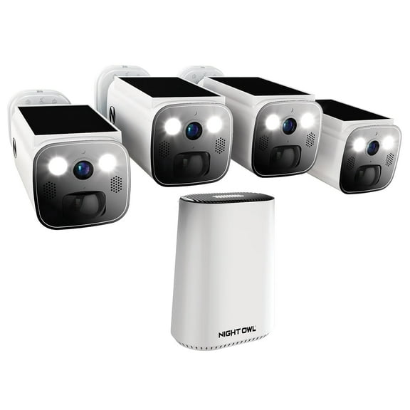 Night Owl Expandable Wi-Fi Security Hub with 64GB microSD Card and 4 Wire Free Solar 2K Deterrence Cameras