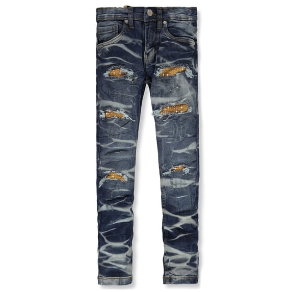 FWRD Boys' Bling Rip Slim Jeans Color: sky blue Size: 10