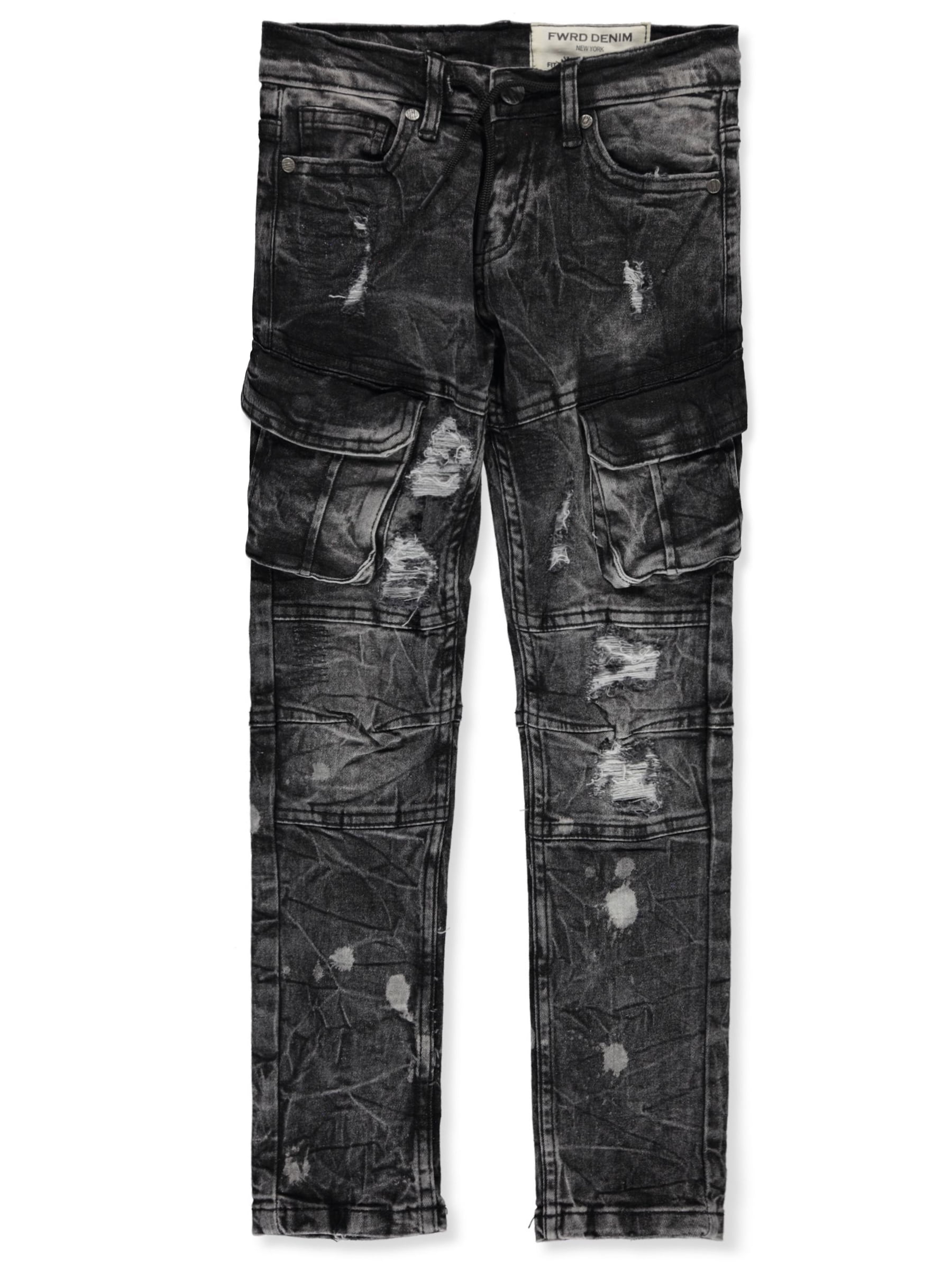 Boys Cargo Fit Stretch Jeans Worn Wash