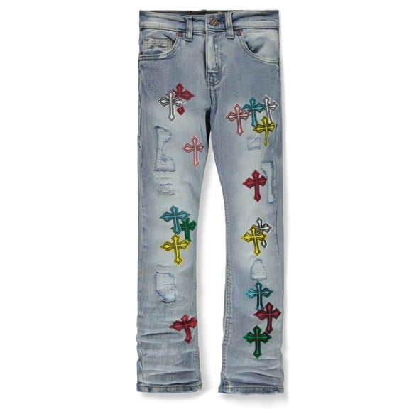 FWRD Boys' Colorful Cross Skinny Jeans Color: ice blue Size: 2t