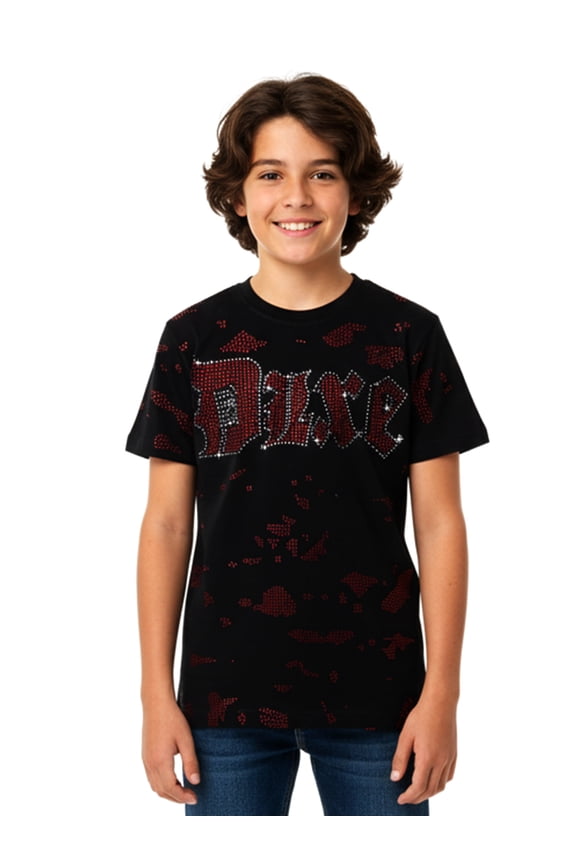 Boys' Crystal DLXE T-Shirt Color: black/red Size: 4