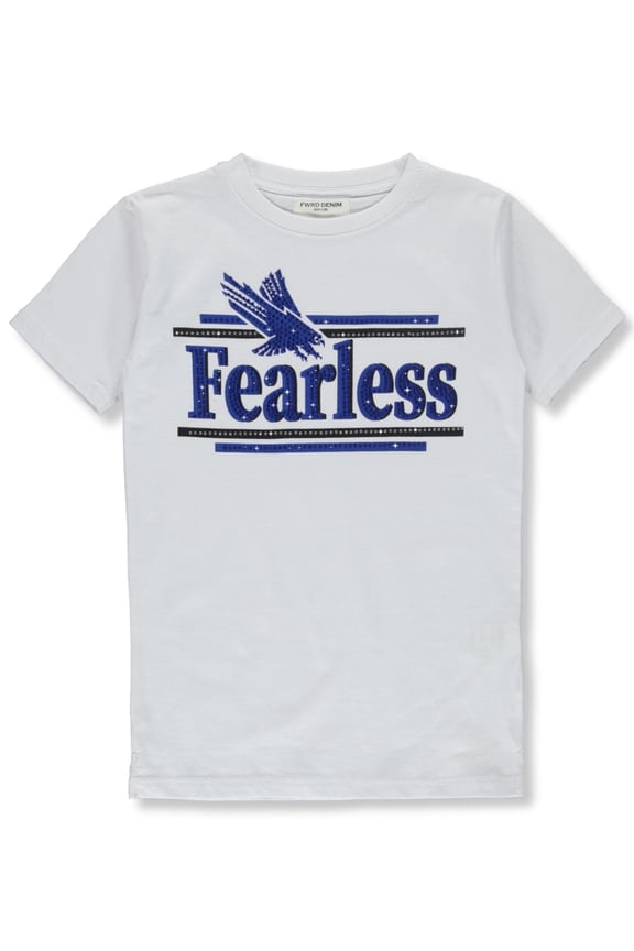 Boys' Fearless Eagle Bling T-Shirt Color: white/royal blue Size: 3t