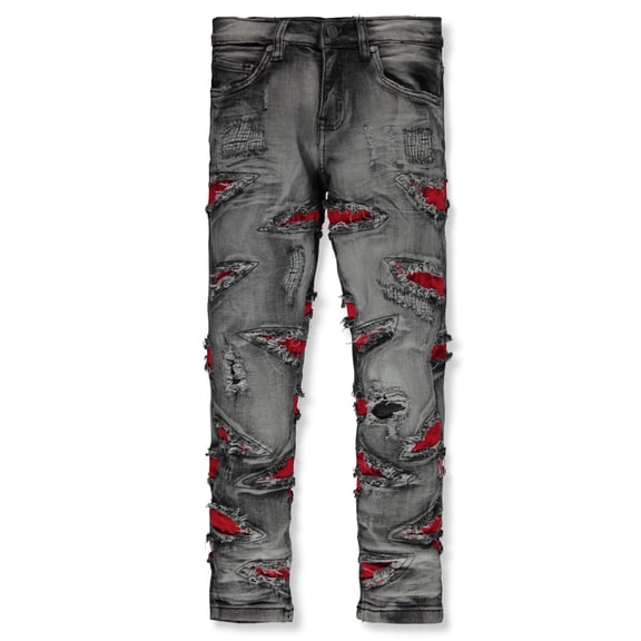 FWRD Boys' Fray Rip Slim Jeans Color: black/red Size: 2t