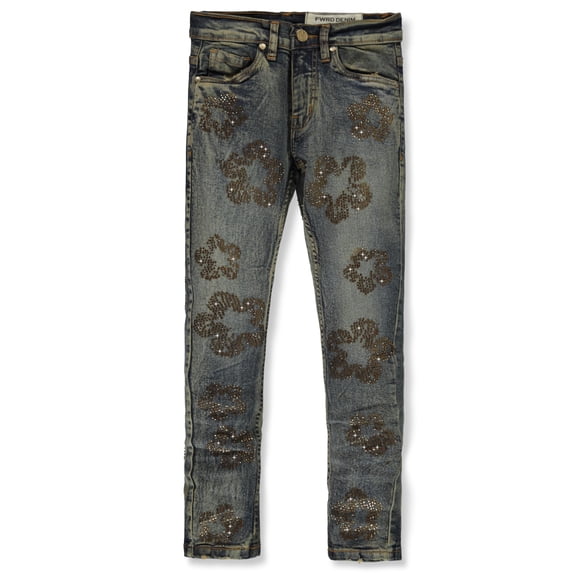 FWRD Boys' Gem Flower Skinny Jeans Color: light tint Size: 20
