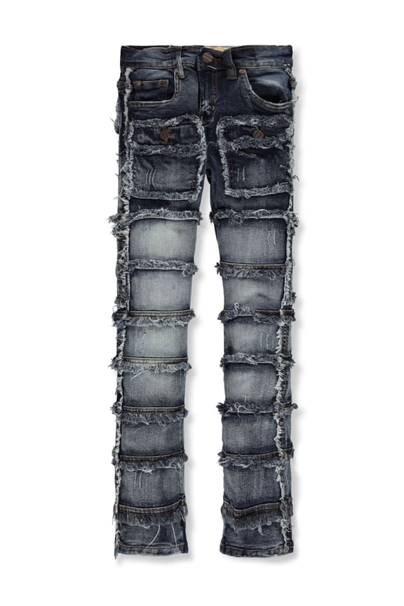 Boys' Patchwork Stacked Skinny Jeans Color: sky blue Size: 10