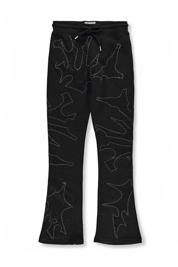 Boys' Rhinestone Fleece Flare Joggers Color: black Size: 18