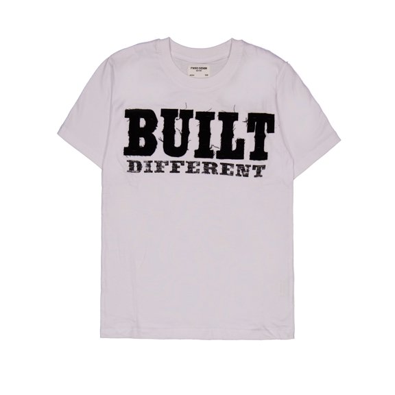 FWRD Boys' Short Sleeve Built Different Graphic T-Shirt Color: white Size: 14 - 16