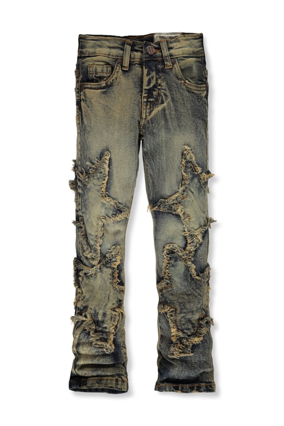 Boys' Star Stacked Slim Fit Jeans Color: light tint Size: 5
