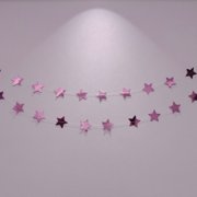 FWSA WRAPS 8 Pack 105FT Magenta Metallic Hanging Stars Banner Decor, Double-Sided Foil Hanging Streamer for Birthday, Father's Day, Anniversary Party Decor