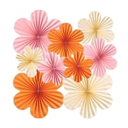FWSA WRAPS Paper Fans Flowers Decorations Hanging Party Birthday Wedding Decor, Set of 9 Orange, Pink, White