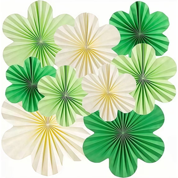 FWSA WRAPS Set of 9 PCS Paper Flowers Party Decorations for Wall, Groovy Birthday Wedding Room Hanging Decor (Beige, Light Green, Green)
