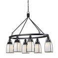 thumbnail image 1 of 32.75 Inch Metal and Glass Chandelier in Black Finish-Color:Black,Finish:Black,Material:Glass,Shape:Square,Wattage:60WX6, 1 of 1