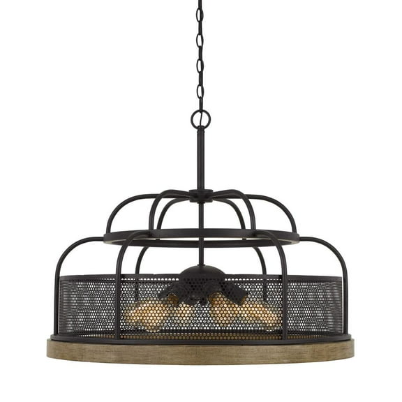 Cal Lighting Akaki 60W X 6 Metal/Pine Wood Chandelier  (Edison Bulbs Not Included)
