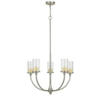 Cal Lighting FX-3714-5 Contemporary Modern Five Light Chandelier from Jervis Collection in Pewter, Nickel, Silver Finish, 26.50 inches