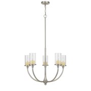 Cal Lighting FX-3714-5 Contemporary Modern Five Light Chandelier from Jervis Collection in Pewter, Nickel, Silver Finish, 26.50 inches
