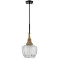 Cal Lighting Monroe 60W Glass Pendant Light With Burlap Roped Font