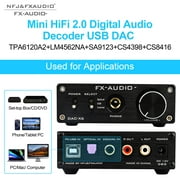 FX-AUDIO DAC-X6 Mini HiFi 2.0 Digital Audio Decoder DAC Input USB/Coaxial/Optical Output RCA/ Amplifier 24Bit/96KHz DC12V Plug Black