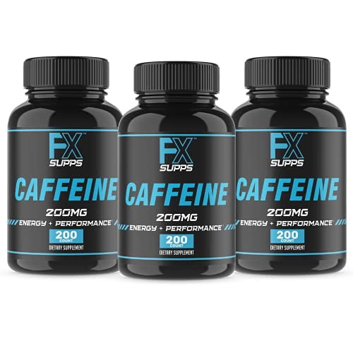 FX Supplements Caffeine Pills for Energy, Focus, and Mental Clarity 3-Pack 200 Count