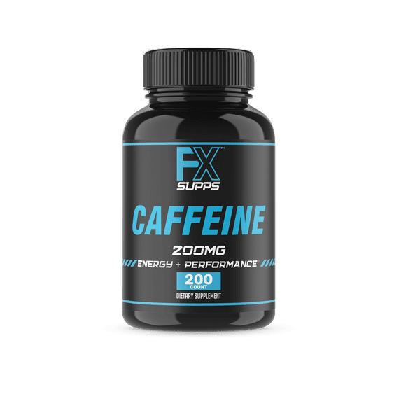 FX Supps Caffeine Pills for Energy, Focus, and Mental Clarity, 200mg per Serving, 200 Capsules