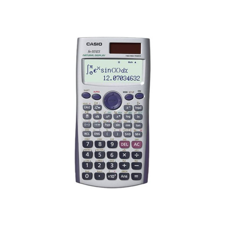 Casio FX 115ES Scientific calculator 10 digits 2 exponents solar panel battery Walmart