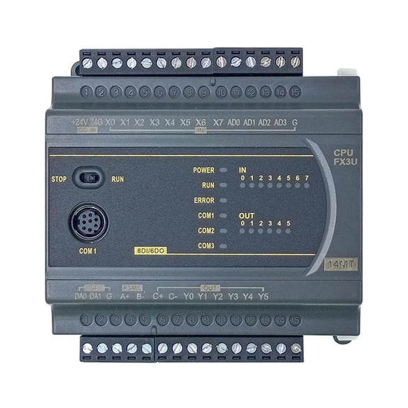 FX3U-14MR FX3U-14MT PLC Programmable Controller 8 Input 6 Output 4AD2DA With RTC - FX3U-14MT_2DA 0-10V_4AD 0-10V