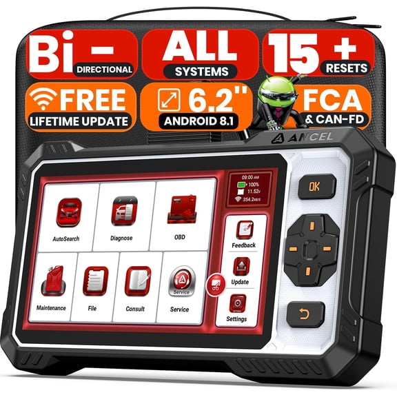FX6100 Professional Bidirectional OBD2 Scanner, All Systems Car Diagnostic Scanner with Active Test,15+ Reset, Oil/EPB/BMS/ABS Bleeding/SAS/D-PF FCA&CANFD, AutoVin&AutoScan, Free Upgrade