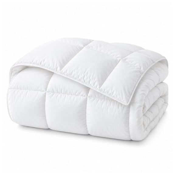 FXJ Palatial King Comforter, 120 x 98 In White Duvet Insert with Cotton Cover and Baffle-Box Stitching