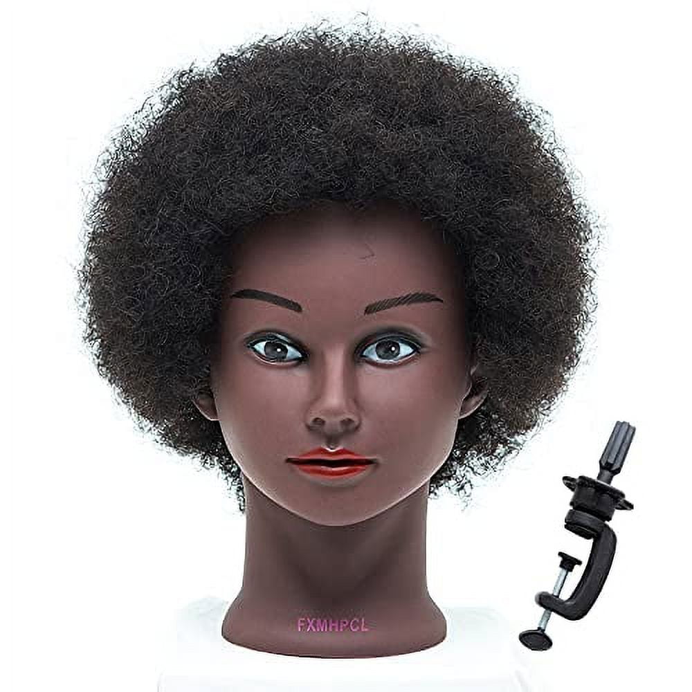 FXMHPCL African Mannequin Head 100 Human Hair Curly Cosmetology