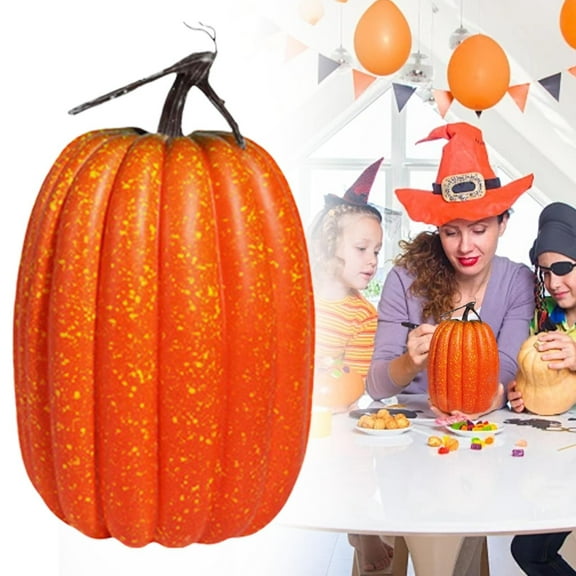 FXMLRLK 1 PCS 8 Inch Plastic Pumpkins for Decorating - Large Artificial Foam Pumpkins for Fall Decor, Halloween, Thanksgiving, Paintable for DIY Crafts & Centerpieces