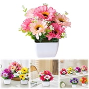 FXMLRLK 1 PCS Artificial Flowers Potted, Small Fake Flowers with Plastic Pot, Flowers Decor, Plants, Mini Floral Bonsai, Artificial Faux Plants for Home Indoor Decoration Wedding