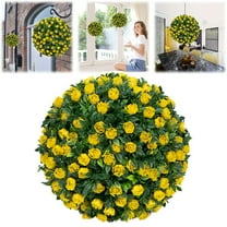 FXMLRLK 1 PCS Artificial Topiary Ball Trees with Flowers, UV Resistant Faux Plant for Indoor Front Porch Garden Decor