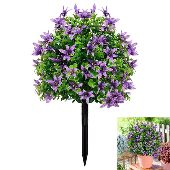 FXMLRLK 1 PCS Fall Topiary Ball Artificial Topiary Plant, White Boxwood Ball Faux Shrubs Outdoor with Ground Spike, Fake Evergreen Tree UV Resistant for Front Porch Indoor Halloween Decor