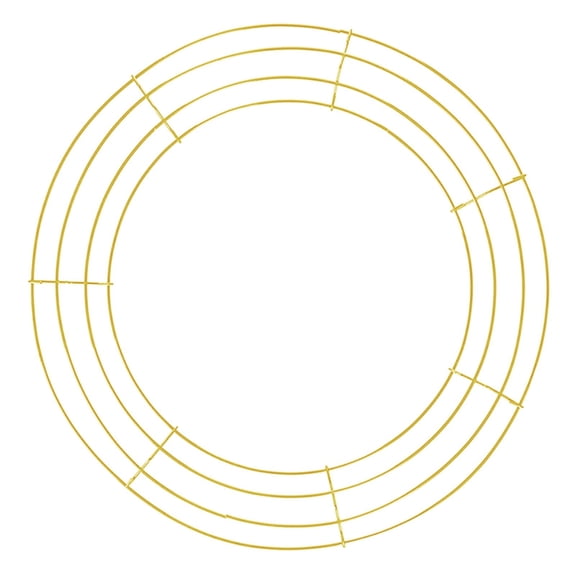 FXMLRLK 1 Pack 14 Inch Metal Wire Wreath Gold Christmas Round Wire Frame Form Hanger Wreath Circle Flower Wreath Hoops