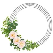 FXMLRLK 1 Pack 16 Inch Wire Wreath Frame   Round Metal Wreath Form with Ring Design for DIY Crafts, Floral Projects, and Home Decor   Dark Green Wire Frame for Christmas Holiday & Weddings
