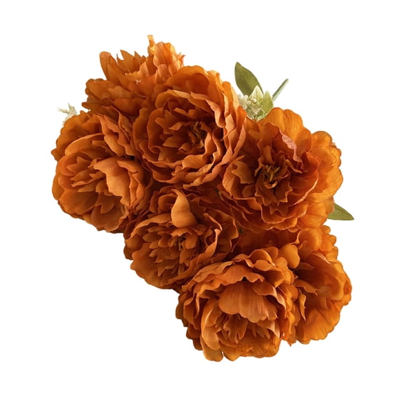 FXMLRLK 1 Pack 7 Heads Peonies Artificial Flowers, Silk Peonies Flowers Fake Peonies Artificial Flowers Peonies Bouquet for Party Centerpiece Table Wedding Home Decor, Orange