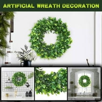 FXMLRLK 1 Pack Artificial Green Leaves Wreath - 16" Boxwood Wreath Outdoor Green Wreath for Front Door Wall Window Party Decor
