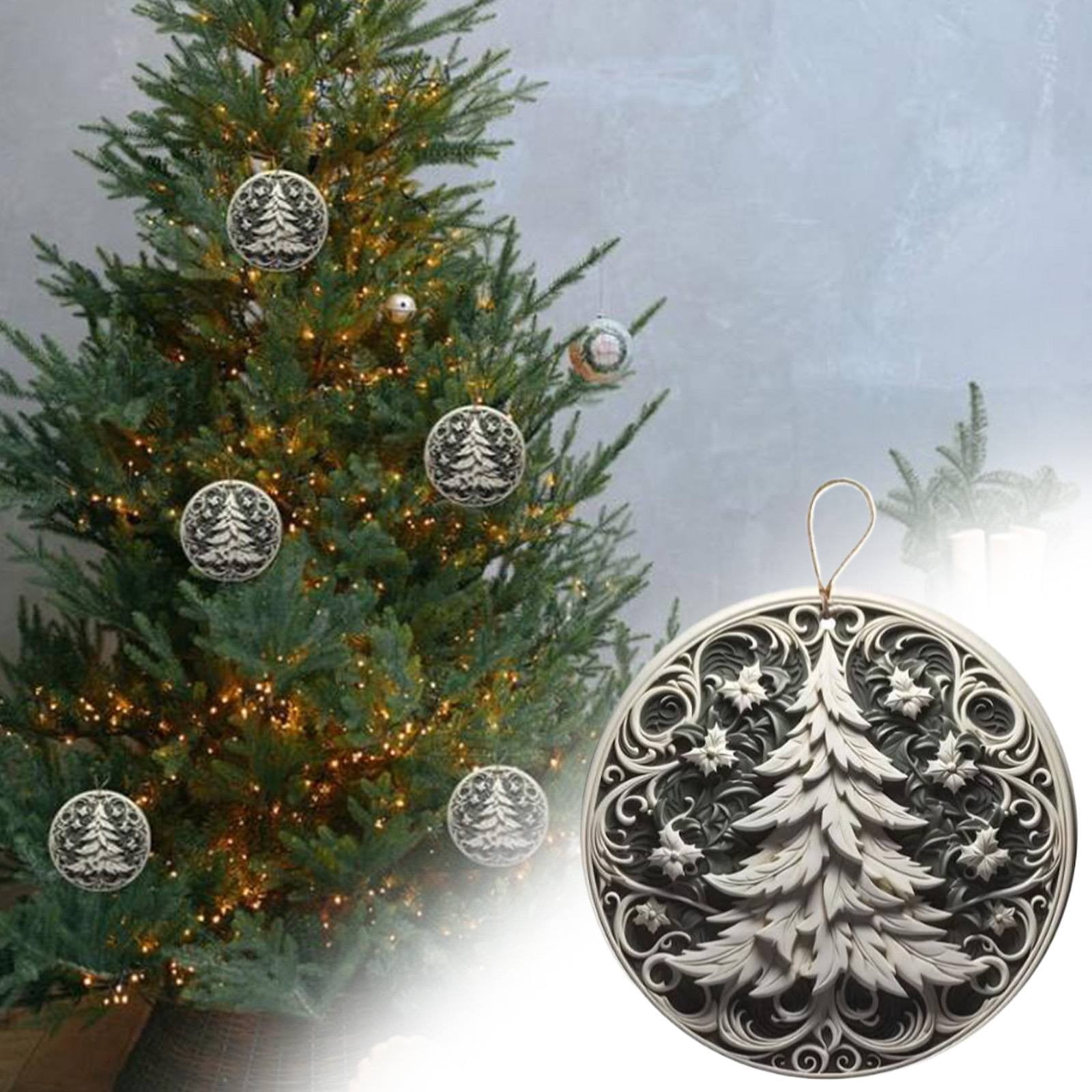 Tree Round Sign FXMLRLK 1 Pack Christmas Tree Round Sign, Winter Christmas Wreath ...