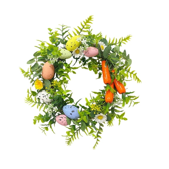 FXMLRLK 1 Pack Easter Egg Garland Festival Holiday Wreath Easter Wreath Front Door Wreath Greenery Garland for Easter Spring Outdoor Indoor Decor