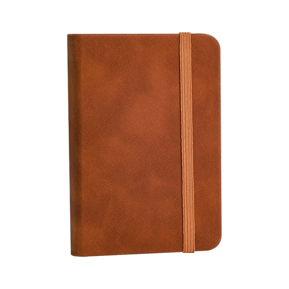 FXMLRLK 1 Pack Leather Pocket Notebook Small Hardcover Notebook 50 Sheets Notepad Tiny Lined Journal for Office Home Writing Supply, Brown