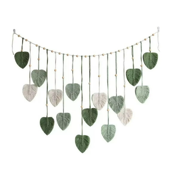 FXMLRLK 1 Pack Macrame Leaf Wall Hanging 47" x 26'' Handmade Textile Hanging Woven Tapestry Wall Art Decor for Bedroom Living Room Study Room