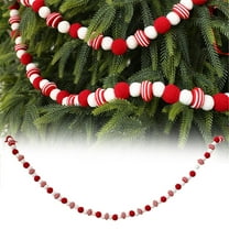 FXMLRLK 1-Pack Pom Pom Red and White Felt Ball Banner Ornament Garland Christmas Decorations, Cute Pompom Strings for Xams Holiday Home Valentine's Day Wall Decor Party Supplies