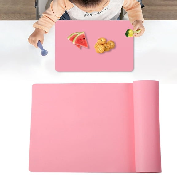 FXMLRLK 1 Pack Silicone Placemat, Food-Grade Non-Slip Waterproof, Dining, Stain Resistant, Countertop Protector, Kitchen Counter Mat, Heat Resistant, Baking mat Dishwasher Safe,Pink
