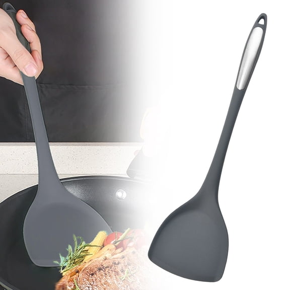 FXMLRLK 1 Pack Silicone Spoon Spatula, Heat-Resistant Food Grade Rubber Spoonula with Seamless Design, Non-Stick Flexible Scraper Kitchen Cooking Spoon Baking Tool for Mixing, Scraping, Gray