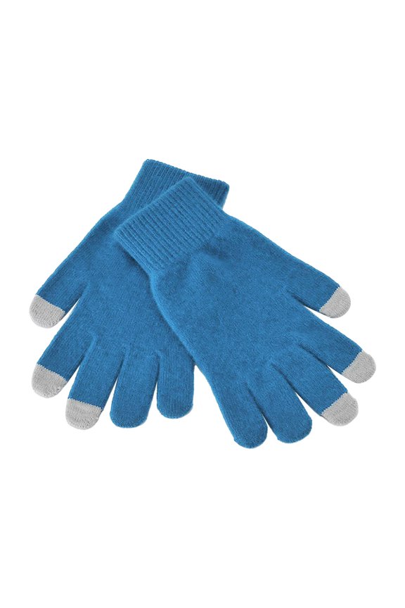 1 Pairs Winter Touch Screen Gloves for Men Women Stretch Knitted Texting Gloves Warm Windproof Solid Color Mittens(Blue)