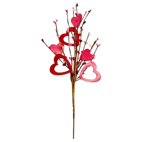 FXMLRLK 1 Pc Valentine's Day Pick, Valentine's Day Gifts Wood Heart Shaped Artificial Berry Stems Flowers for Vase Wedding Party Home Valentines Day Decor(Red)