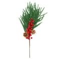 thumbnail image 1 of FXMLRLK 1 Pcs 21'' Large Christmas Pine Picks Tree Decoration Red Berry Picks and Sprays with Cone Artificial Fake Branches Floral Flower Holly Pine for Tree Crafts Decor Faux Stem,Style B-Green, 1 of 8