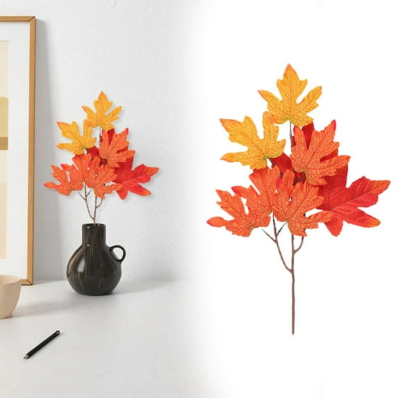 FXMLRLK 1 Pcs Fall Artificial Maple Leaves Decorations Large Size Autumn Fall Leaves Bulk Faux Thanksgiving Mixed Colored Fake Harvest Leaf Decor for Crafts Wedding Party Table Decor